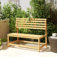 Outsunny Banco de Jardim 2 Lugares em Madeira, Assento Resistente às Intempéries, Mobiliário de Jardim UV-Resistente com Encostos Conversíveis 110x61x89cm, Teca(m-4)