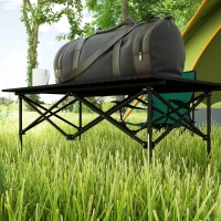 Outsunny Mesa de Camping Dobrável com Tampo Enrolável Mesa de Jardim em Alumínio 2 Pessoas 95 x 55cm Preto(m-4)