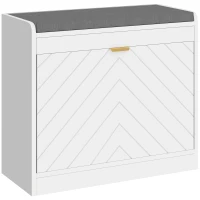 HOMCOM Shoe Storage with Seat, Upholstered Entryway Bench, Shoe Bench with 1 Flip Drawer and 4 Vents for 5 Pairs of Shoes(m-1)