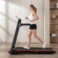 HOMCOM 750W Folding Treadmill, 1-14km/h Electric Running Machine w/ Wheels, Safety Button, LED Monitor, Phone Holder for Home Office Jogging Fitness Exercise Workout(m-8)