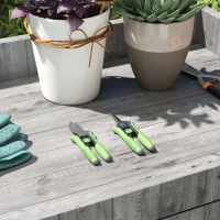 Outsunny Conjunto de ferramentas de jardim 2 peças Ferramentas de jardim em aço inoxidável com tesoura de poda e tesoura para galhos Verde+Prata(m-2)