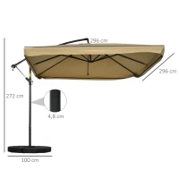Outsunny Ombrelone com mosquiteiro, incl. manivela, abertura de ventilação, 295 cm x 295 cm x 260 cm, Branco + Preto(m-3)