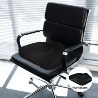 HOMCOM Almofada para assento, ergonômica, revestimento respirável, antiderrapante, 44x39x13 cm, Preto(m-2)