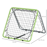 HOMCOM Rebounder para Futebol Kickback Rede Parede de Ressalto para Baseball e Basketball, Ressalto em Ambos os Lados, Ajustável em 5 Níveis, Metal, Verde+Preto, 75 x 75 x 64 cm(m-3)