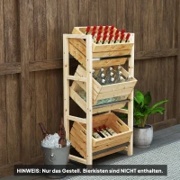 Outsunny Estante para 3 Caixas de Bebidas Estante de Madeira com 3 Níveis 56x32x112 cm Madeira Natural(m-2)