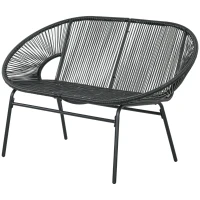 Outsunny Poltrona de Rattan Relax em Estilo Boho, 132 cm x 72 cm x 83 cm, Preto(m-6)