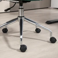 HOMCOM Cadeira de escritório, design boho, apoios de braços em madeira, giratória, ajustável, até 120 kg, aço, verde(m-5)