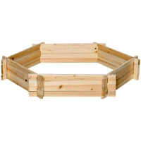 Outsunny Canteiro Elevado Hexagonal DIY, Vaso/Caixa de Madeira para Jardim e Varanda, Natural, 100 x 92 x 16 cm(m-6)