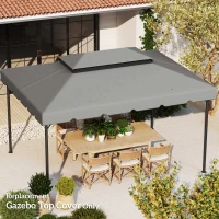 Outsunny Toile de rechange pour pavillon tonnelle tente toit de remplacement gazebo de jardin tissu polyester 4 x 3 m gris clair(m-11)