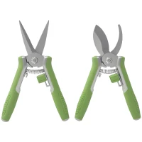 Outsunny Conjunto de ferramentas de jardim 2 peças Ferramentas de jardim em aço inoxidável com tesoura de poda e tesoura para galhos Verde+Prata(m-6)