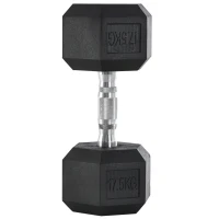 HOMCOM Halteres, 17,5 kg haltere, haltere, peso, pega antiderrapante, Preto + Prata(m-6)