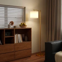 HOMCOM LED Floor Lamp with Remote Control - Gold Tone(m-9)
