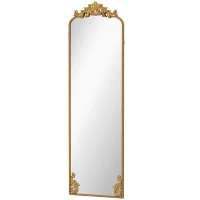 HOMCOM Full Length Mirror, 50 x 160 cm Floor Mirror with Baroque Metal Frame for Bedroom, Living Room, Dressing Room, Gold Tone(m-1)