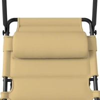 Outsunny Bain de soleil chaise longue pliante avec pare-soleil, appuie-tête inclinable en tissu Oxford 70 x 200 x 45 cm crème(m-12)