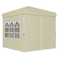 Outsunny Pavilhão pop-up 2,5 x 2,5 m com paredes laterais e bolsa de transporte, tenda de jardim ajustável UPF50+, Creme branco(m-7)