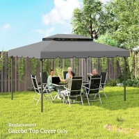 Outsunny Toile de rechange pour pavillon tonnelle tente toit de remplacement gazebo de jardin tissu polyester 4 x 3 m gris clair(m-9)