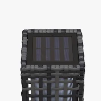 Outsunny Luminária exterior com módulo solar, automação de ligação, 8 h de funcionamento, aparência rattan, aço, 15,5 x 15,5 x 46 cm, Cinza(m-5)