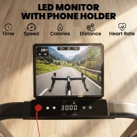 HOMCOM 750W Folding Treadmill, 1-14km/h Electric Running Machine w/ Wheels, Safety Button, LED Monitor, Phone Holder for Home Office Jogging Fitness Exercise Workout(m-4)
