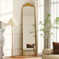 HOMCOM Full Length Mirror, 50 x 160 cm Floor Mirror with Baroque Metal Frame for Bedroom, Living Room, Dressing Room, Gold Tone(m-8)