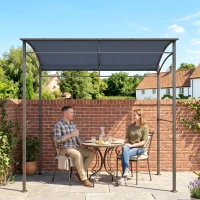 Outsunny Grillpaviljoen, Grillafdak, Regenbescherming, Haken voor Keukengerei, Stalen frame, grijs, 215 x 150 x 174/220 cm(m-9)
