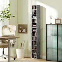 HOMCOM Mobile Libreria Porta CD a 12 Ripiani per 204 CD, in MDF e Truciolato, 21x20x175 cm, Grigio(m-10)