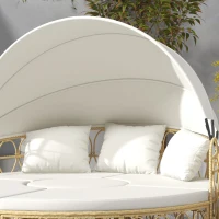 Outsunny Ilha de sol, 4 peças, toldo retrátil, 5 almofadas, aparência de rattan, 178B x 85T x 66,5H cm, bege(m-5)