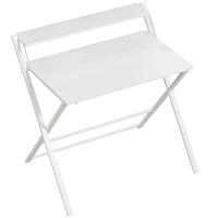 HOMCOM Compact Folding Desk for Small Spaces with Storage Shelf for Home Office, White(m-1)