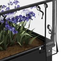 Outsunny Canteiro Elevado com Teto de Estufa, Caixa Elevada para Plantas com Furos de Drenagem, 60 x 60 x 120 cm, Preto(m-5)
