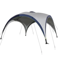 Outsunny Pavilhão de Jardim Tenda de Jardim Tenda para Festa Proteção Solar resistente às intempéries Estrutura metálica + Poliéster Creme branco + Azul 4 x 4 x 2,5 m(m-6)