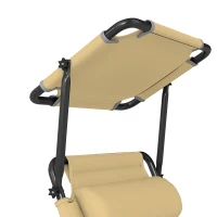 Outsunny Bain de soleil chaise longue pliante avec pare-soleil, appuie-tête inclinable en tissu Oxford 70 x 200 x 45 cm crème(m-11)