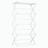 HOMCOM Varal dobrável 8 níveis torre de secagem varal de torre varal metálico peças em plástico branco 74 x 35 x 144 cm(m-6)