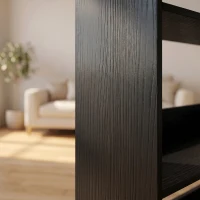 HOMCOM 7 Tiers Bookshelf, L-Shaped Corner Bookcase with Anti-Slip Rear Guard, Black Wood Effect(m-12)