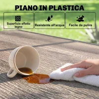 Outsunny Tavolo da Giardino Rettangolare per 6 Persone con Piano Effetto Legno, in Acciaio e PSPC, 145x85x72 cm, Grigio(m-4)