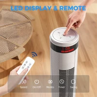 HOMCOM Oscillating Tower Fan Remote Control 3 Speed Modes Cooling Machine White(m-6)
