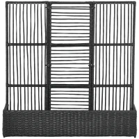Outsunny Canteiro com treliça, resistente às intempéries, polirrattan, 103 x 29 x 103 cm, Preto(m-7)