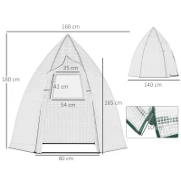 Outsunny Mini Estufa Tenda de Inverno para Plantas com Porta Enrolável Jardim Varanda Proteção Invernal Branco 160 x 140 x 180 cm(m-3)
