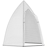 Outsunny Mini Estufa Tenda de Inverno para Plantas com Porta Enrolável Jardim Varanda Proteção Invernal Branco 160 x 140 x 180 cm(m-1)