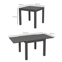 Outsunny Mesa de jardim, mesa outdoor, resistente às intempéries, 162 x 80 x 75 cm, Cinza(m-3)