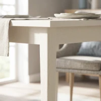 HOMCOM Eettafel voor 8 personen, moderne keukentafel met massiefhouten poten, 180 cm, crème(m-11)