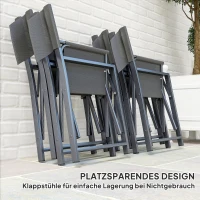 Outsunny Conjunto 5 peças Jantar em Aço para 4 Pessoas Mesa com 4 Cadeiras Dobráveis Mesa de Vidro Cinza(m-4)