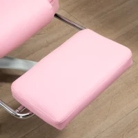 Vinsetto Cadeira de escritório com apoio para os pés, encosto reclinável ajustável, regulável em altura, 5 rodízios, Rosa + Branco(m-5)