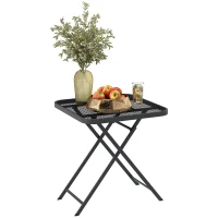 Outsunny Mesa de jardim dobrável 70 x70 cm, resistente às intempéries, mesa de varanda dobrável com design vazado, quadrada Preto(m-6)