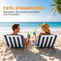 Outsunny Sonnenliege klappbar Gartenliege mit Kopfkissen Liegestuhl mit 5-Fach verstellbare Rückenlehne Tragetasche Blau(m-4)