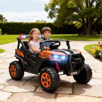 AIYAPLAY Macchina Elettrica per Bambini 3-8 Anni 24V a 2 Posti, Doppio Motore, Telecomando e Soft Start, Arancione(m-9)