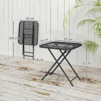 Outsunny Mesa de jardim dobrável 70 x70 cm, resistente às intempéries, mesa de varanda dobrável com design vazado, quadrada Preto(m-3)