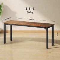 HOMCOM Mesa de escritório, Mesa para computador, design rústico, muito espaço, aglomerado, castanho(m-3)