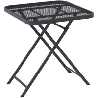 Outsunny Mesa de jardim dobrável 70 x70 cm, resistente às intempéries, mesa de varanda dobrável com design vazado, quadrada Preto(m-1)
