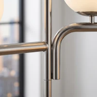 HOMCOM LED Floor Lamp, Modern Standing Lamp with 3 Colour Temperatures, Globe Glass Shades and Foot Switch, Silver Tone(m-10)
