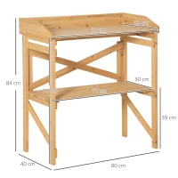 Outsunny Mesa de Cultivo com Prateleira Mesa de Flores Bancada de Jardinagem Jardim Madeira Castanho Claro 80 x 40 x 84 cm(m-3)