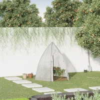 Outsunny Mini Estufa Tenda de Inverno para Plantas com Porta Enrolável Jardim Varanda Proteção Invernal Branco 160 x 140 x 180 cm(m-2)